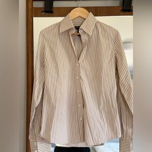 Banana Republic Beige Striped Button Down Shirt